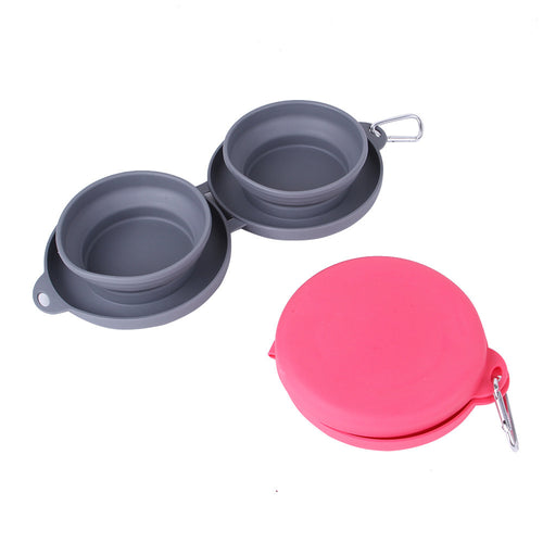 Rubber Foldable Double Pet Feeding Bowl - Pawtique Pet Store